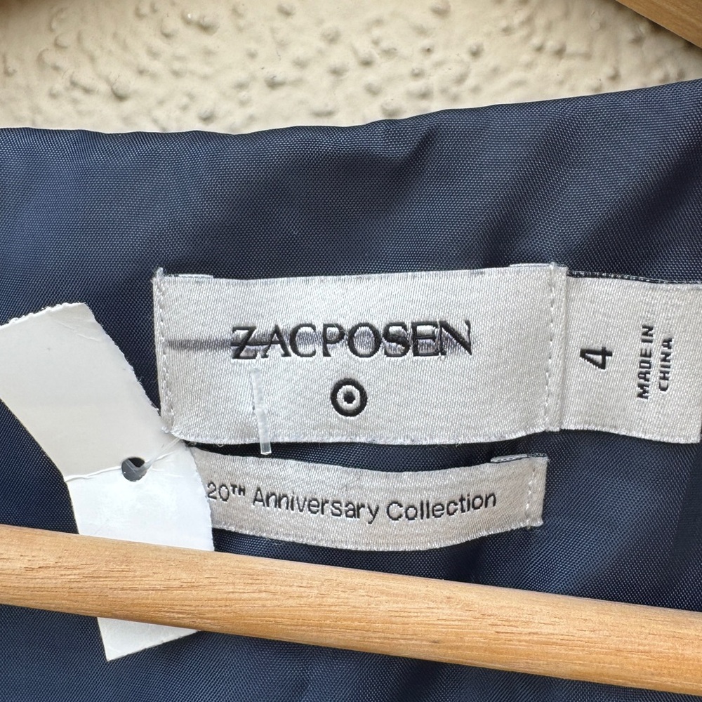 Zac Posen SNAP ribbon DRESS 20th Anniversary collection V-Neck Dark Blue black 4 - Picture 6 of 10